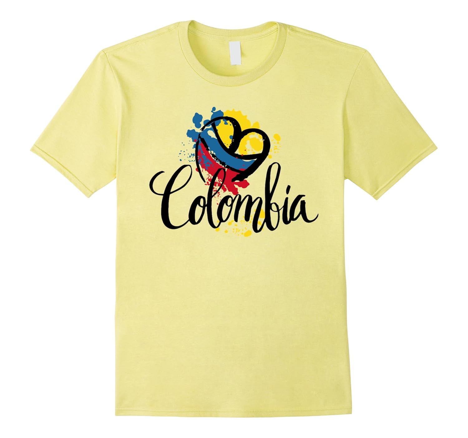 Beautiful I Love Colombia National Flag Colors Heart T-Shirt-ANZ