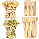 500PCS Cocktail Picks Kit, 4 Styles Fancy Toothpicks for Appetizers, 3 Sizes Long Bamboo Skewers, Decorative Wooden Cocktail 