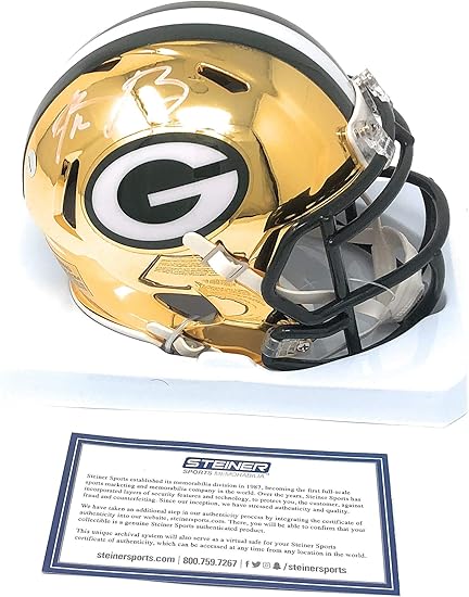 Amazon Com Aaron Rodgers Green Bay Packers Signed Autograph Chrome Speed Mini Helmet Steiner Sports Certified Sports Collectibles
