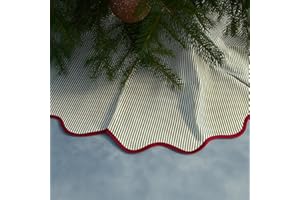 MiniInflat Christmas Tree Skirt Cotton Floral Block Tree Skirt in Nature Color for Home Xmas Party Seasonal Holiday Decoration Indoor Outdoor(60 Inch,Green and Red)