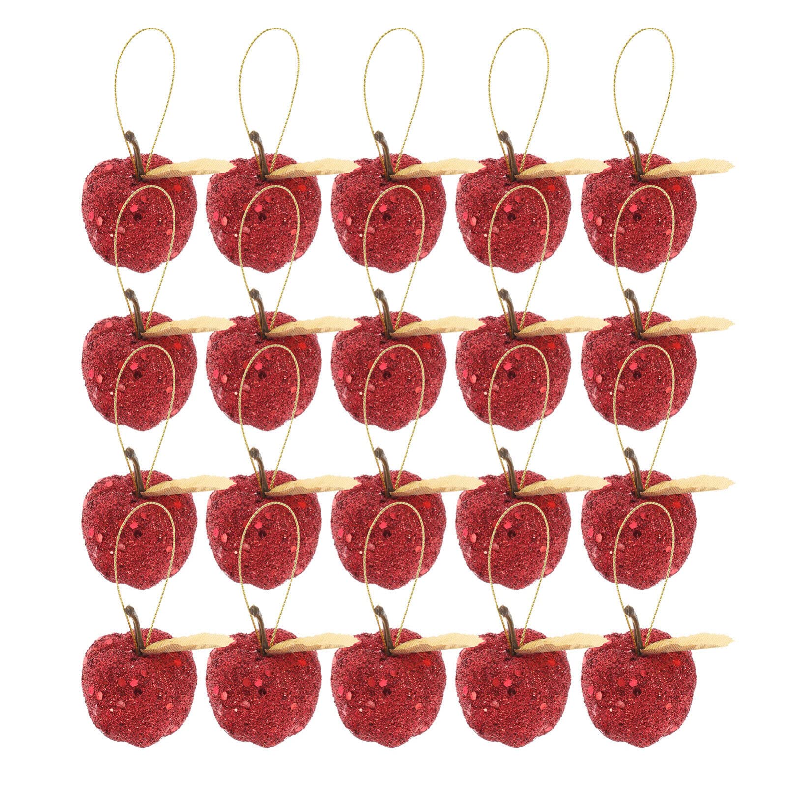 BESPORTBLE Mini Apple Ornaments: 20 Pack 1.9in Christmas Tree Baubles, Apple Shaped Hanging Ornaments for Xmas Party Holiday Decoration (Red)