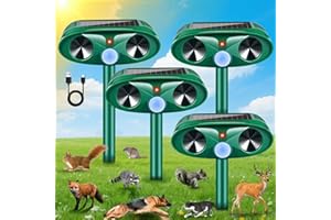 JAHYELEC 2026 Upgraded Solar Ultrasonic Animal Repellent Outdoor, Deer Repellent Devices & Cat Deterrent with Motion Sensor, Waterproof Solar Animal Repeller for Squirrel Dog Raccoon Rabbit for Yard Garden