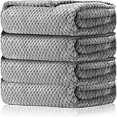 Reginary 4 Pack Fuzzy Blanket 30 x 40'' Waffle Flannel Baby Throw Blankets Warm Nursery & Crib Blankets for Girl & Boy Newborn Infant(Gray)