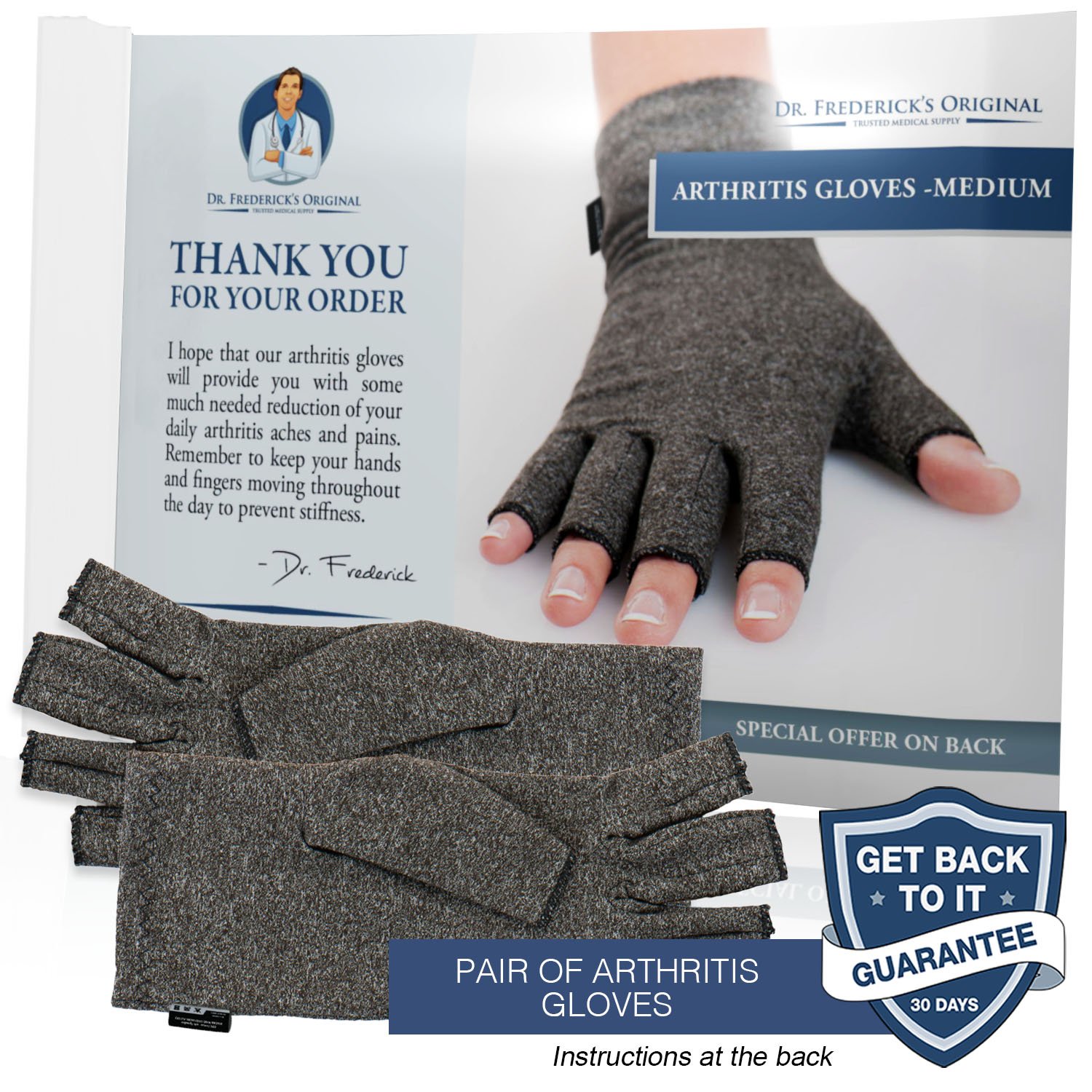 Dr. Frederick's Original Arthritis Gloves for Women Men Compression