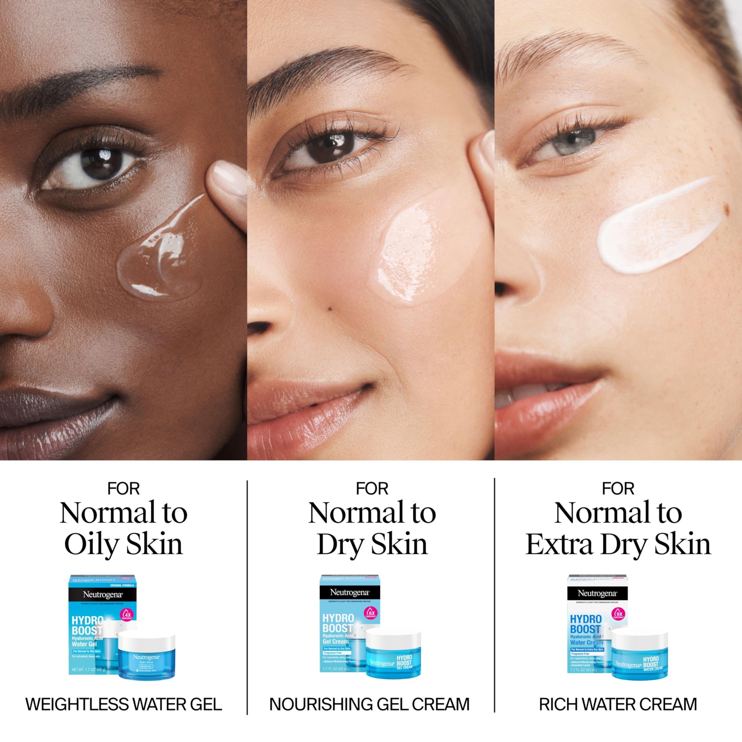 Neutrogena Hydro Boost Skincare Set, Hydro Boost Water Cream Face Moisturizer for 72-Hour Hydration, 1.7 Fl Oz, & Hydro Boost Hydrating Gel Facial Cleanser Trial Size, 0.5 Fl Oz, 2 Pack, Clear