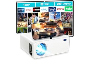 Projector With Wifi and Bluetooth, Wielio Native 1080P HD 9500 Lumens Portable Indoor Outdoor 4K Supported Multimedia Home Theater Video Projector Compatible for Iphone Android Phone HDMI USB TV Stick