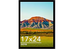 QOTIB 17x24 Picture Frame Black for Wall Mounting, Horizontal and Vertical Formats for Wall Hanging, Wood 17x24 Frame, Black, 1 Pack