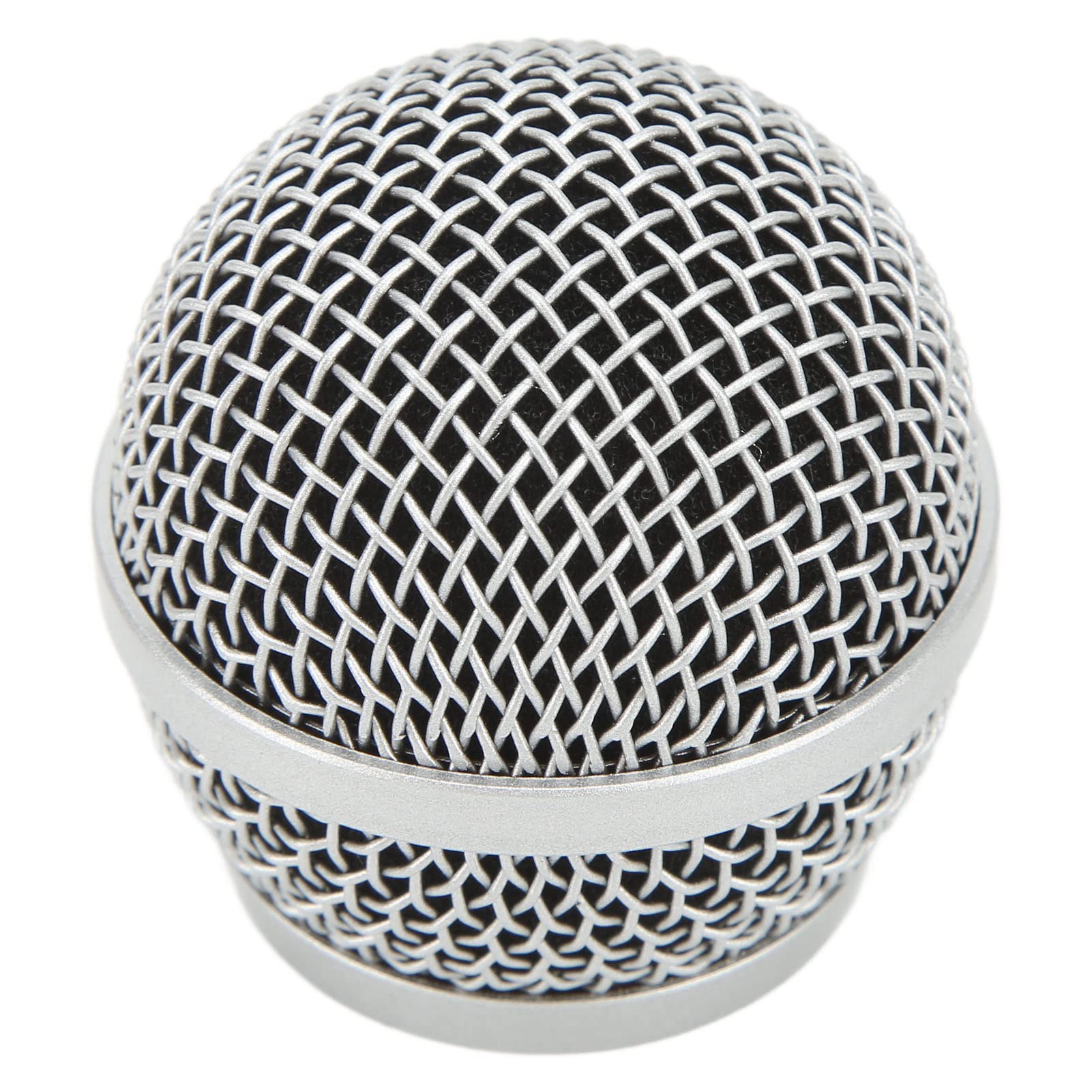 Microphone Grille Ball Head, Stainless Steel Microphone Mesh Grill Mic Replacement Head Cover, Built in Foam Filter