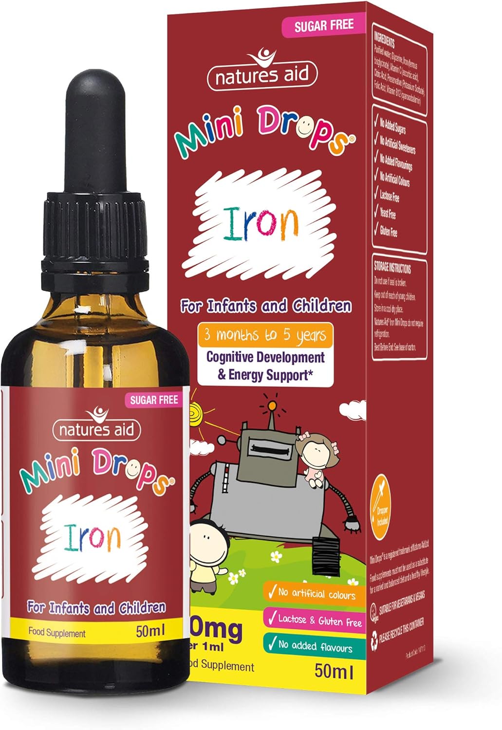 Natures Aid Iron Mini Drops for Infants and Children, Cognitive