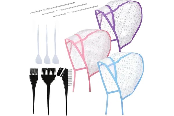 MazArinGyx Highlighting Dye Cap Hair Coloring Caps,12 Pcs Highlights Kit,Highlight Caps,Frosting Dye Tool Supplies, with two