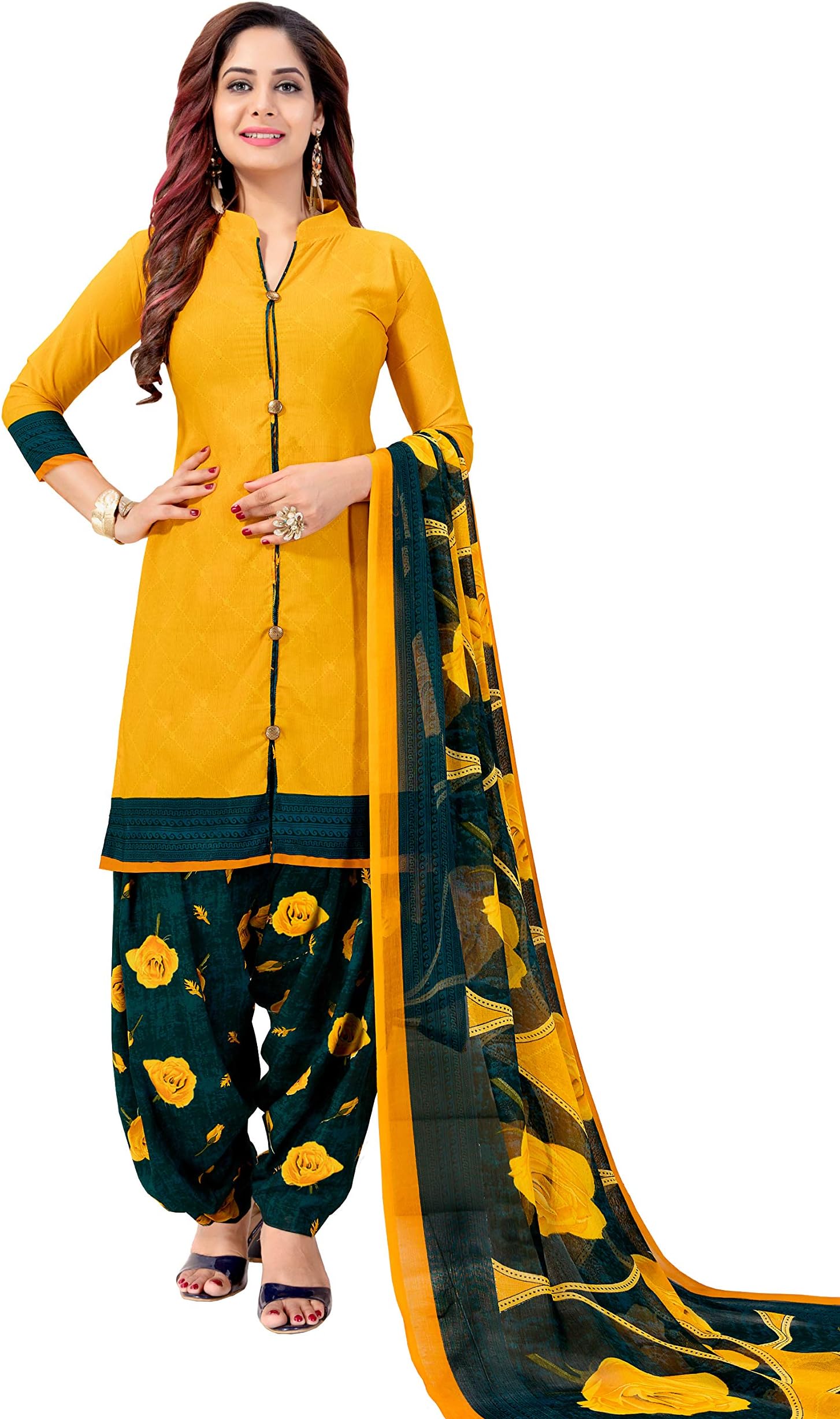 Monira Women's Crepe Printed Unstitched Salwar Suit Dress Material
