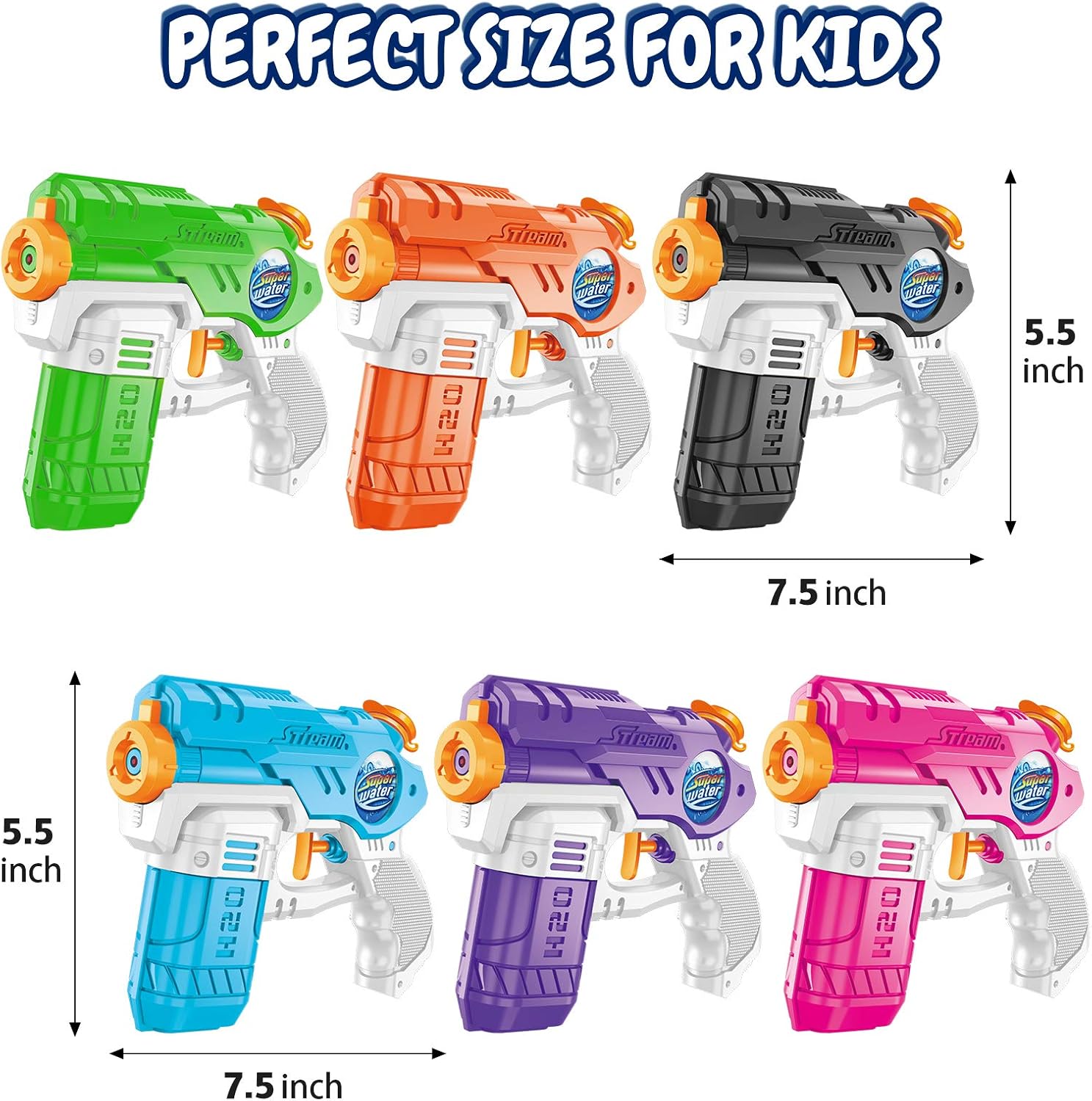 Water Guns for Kids 6 Pack Squirt Guns Water Soaker Blaster 220CC Capacity 15-20 Feet Shooting Range Water Gun for Boys Girls Toddlers Swimming Pool Beach Toys Water Fighting Toys: Toys & Games