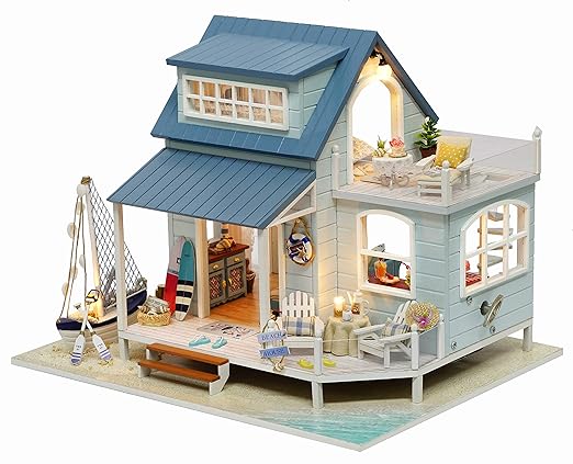 Kisoy Romantic and Cute Dollhouse Miniature DIY House Kit Creative Room Perfect DIY Gift for Friends,Lovers and Families (Time in Caribbean Sea)