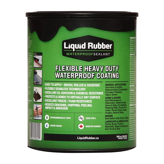 Liquid Rubber Waterproof Sealant Original Black 1 Quart