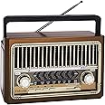 Videyas Retro AM FM Radio, Shortwave Portable Vintage Radio with Bluetooth Speaker, Flashlight, Best Reception, Support TF Card, USB Disk for Home Kitchen Outdoor