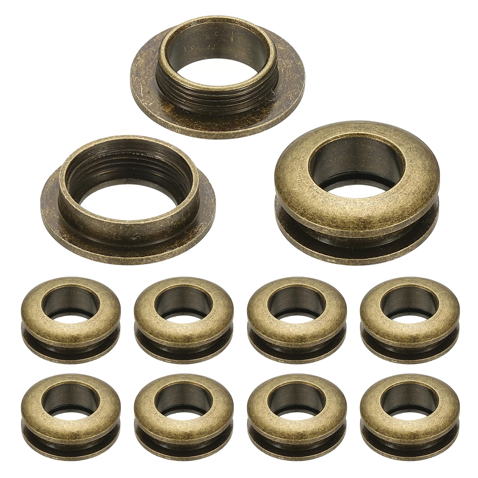 PATIKIL 10mm(2/5 inch) Solid Brass Hole Eyelets, 10 Pcs Arc Surface Self Backing Grommets with Washer for Shoes Clothes Crafts Bag Leather Craft, Bronze — image 1