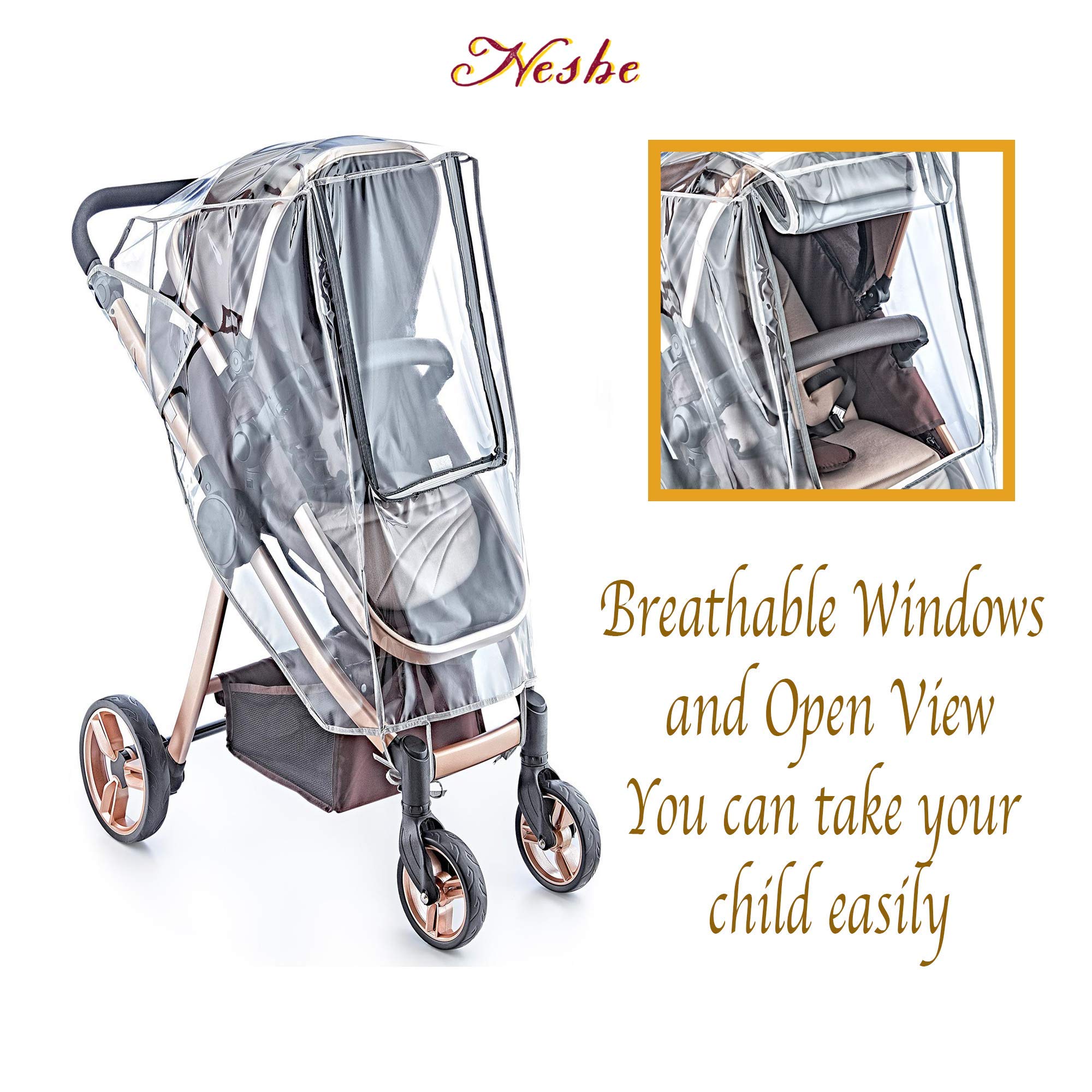 NESHE Baby Stroller Rain Cover Universal Weather Shield for Umbrella
