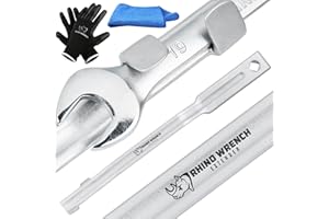ELEON Rhino Wrench Extender Tool Bar - Extra-Long 15 Inch Wrench Extension for Maximum Leverage - Torque Multiplier with Non-Slip Gloves and Microfiber Towel - Solid Steel Tools (Extra Large)
