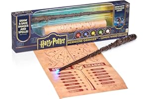 WOW! PODS Wizarding World: Deluxe Lumos Wand - Hermoine Granger - 14" Hand-Painted Replica, LED Tip, Spell Poster, Collectible Harry Potter Toy, App Photo Play