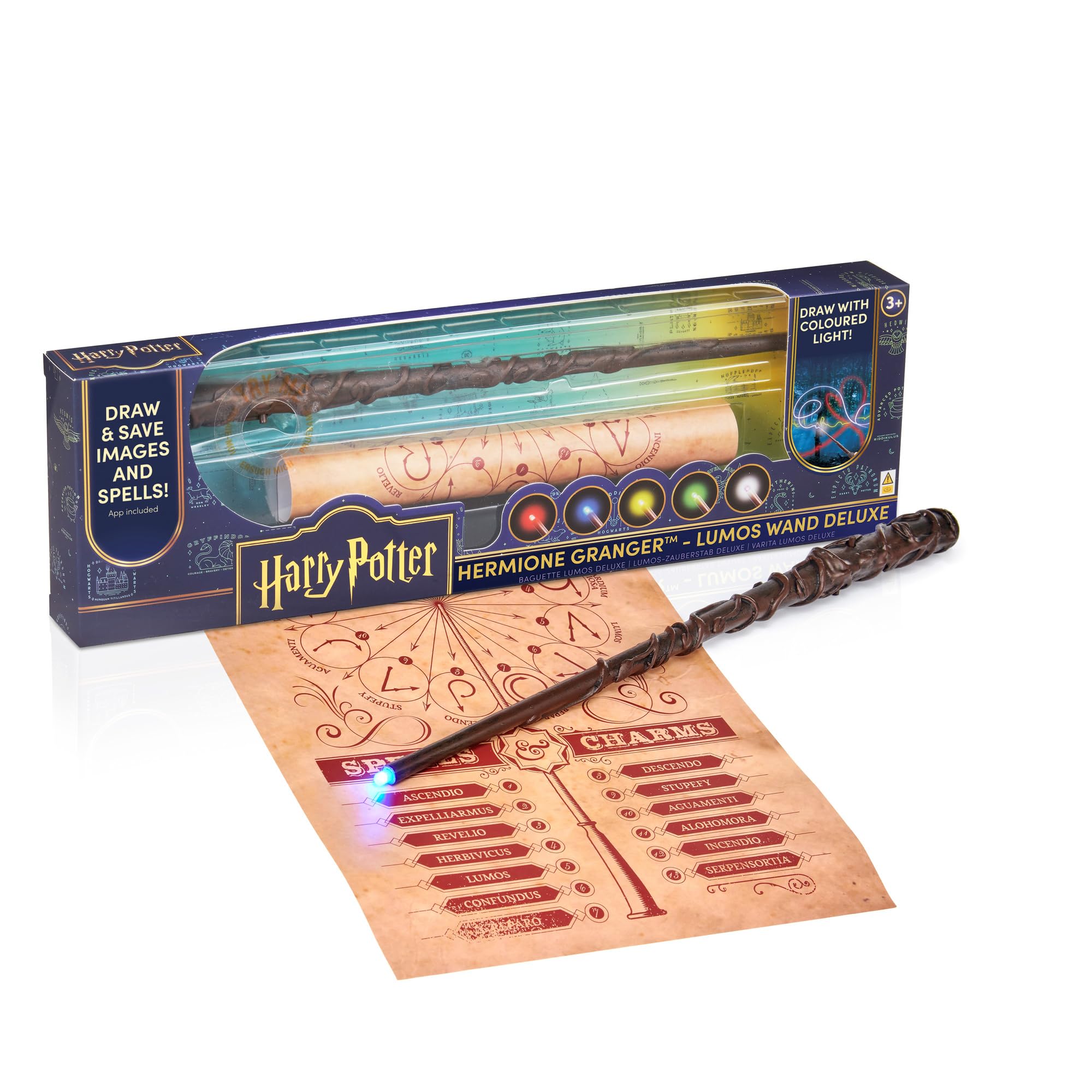 WOW! STUFF Hermione Granger Deluxe Rechargeable Light-Painting Wand With Multi-Coloured LED Tip