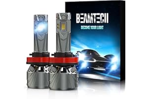 BEAMTECH H11/H8/H9 Bulb, 800% Brighter High Speed Fan 6500K Xenon White Light Bulbs or Fog Lights Pack of 2