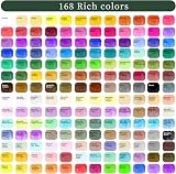Artecho 168 Color Watercolor Set with Travel Box Brushes Papers view 2