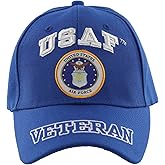 USAF United States Air Force Veteran Blue Baseball Cap Hat | Licensed (Solid Blue)