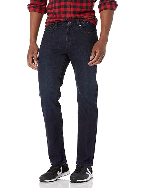 Amazon Essentials Men's Straight-Fit Stretch Jean - Discontinued Colors, Blue Over Dye, 35W x 28L