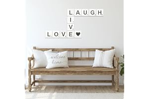 TenXVI Designs Large Rustic Crossword Tiles for Wall Decor - Live, Laugh, Love - Big Decorative Square Wooden Letters for Wall Art, Farmhouse Kitchens, Living Rooms, Bedrooms - 5" x 5"