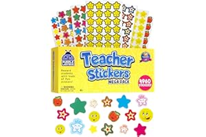 PURPLE LADYBUG 4960 Teacher Stickers Mega Value Pack - Reward Star Sticker for Kids, Classroom Essentials for Students, Teach