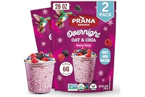 Prana Organic Overnight Chia with Oats Berry Fairy | Rich in Fiber & Protein, Vegan, Non-GMO | Ready to Eat Breakfast - 28 oz Bags - 2 Pack
