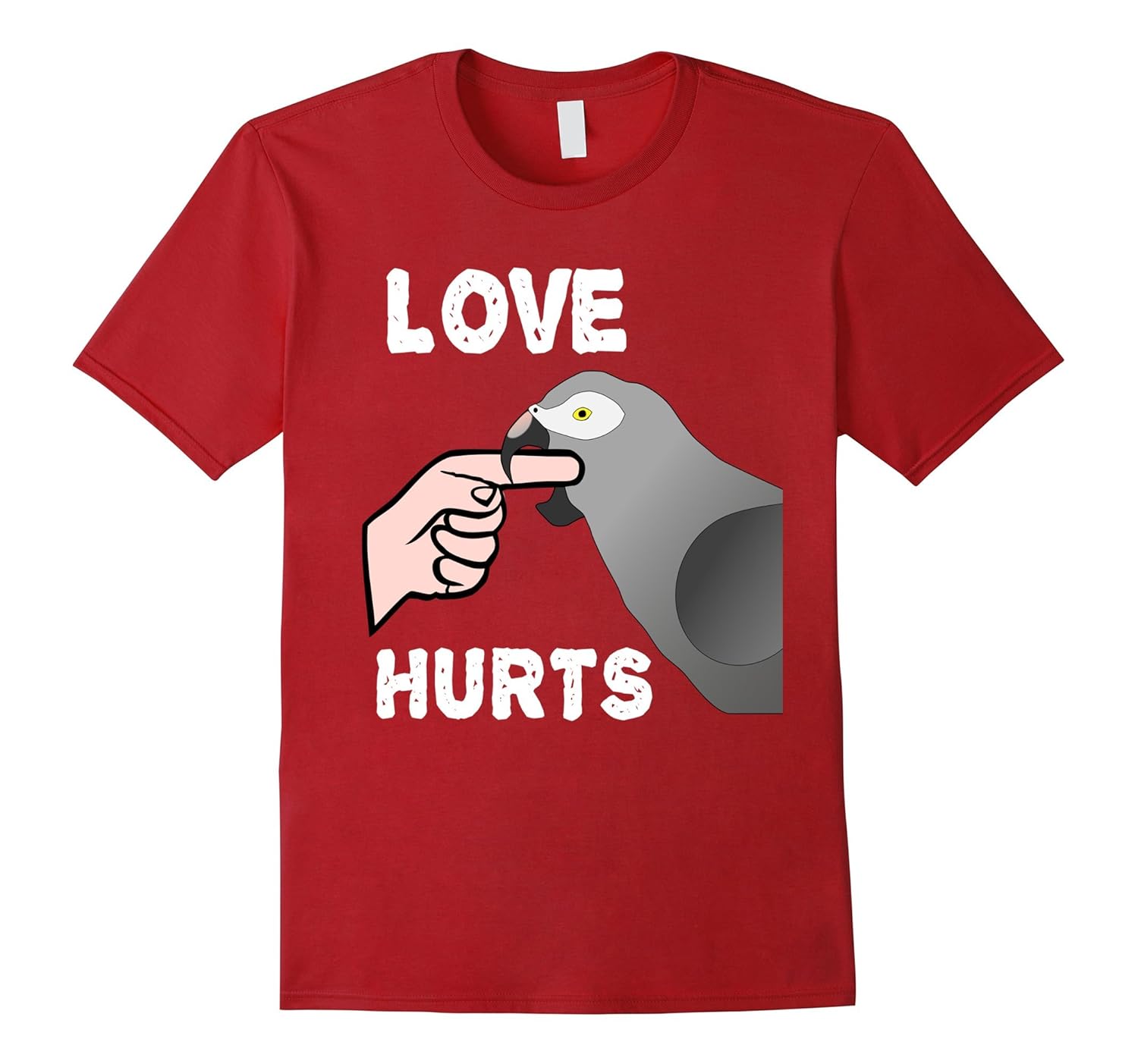 Love Hurts Timneh African Grey Parrot Biting T-shirt-Rose