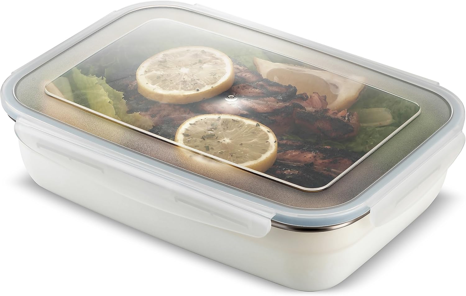 Amazon Com Komax Stenkips Stainless Steel Food Storage Lunch Container Large 57 5oz Airtight Leakproof With Locking Lids Bpa Free Plastic Freezer And Dishwasher Safe Kitchen Dining