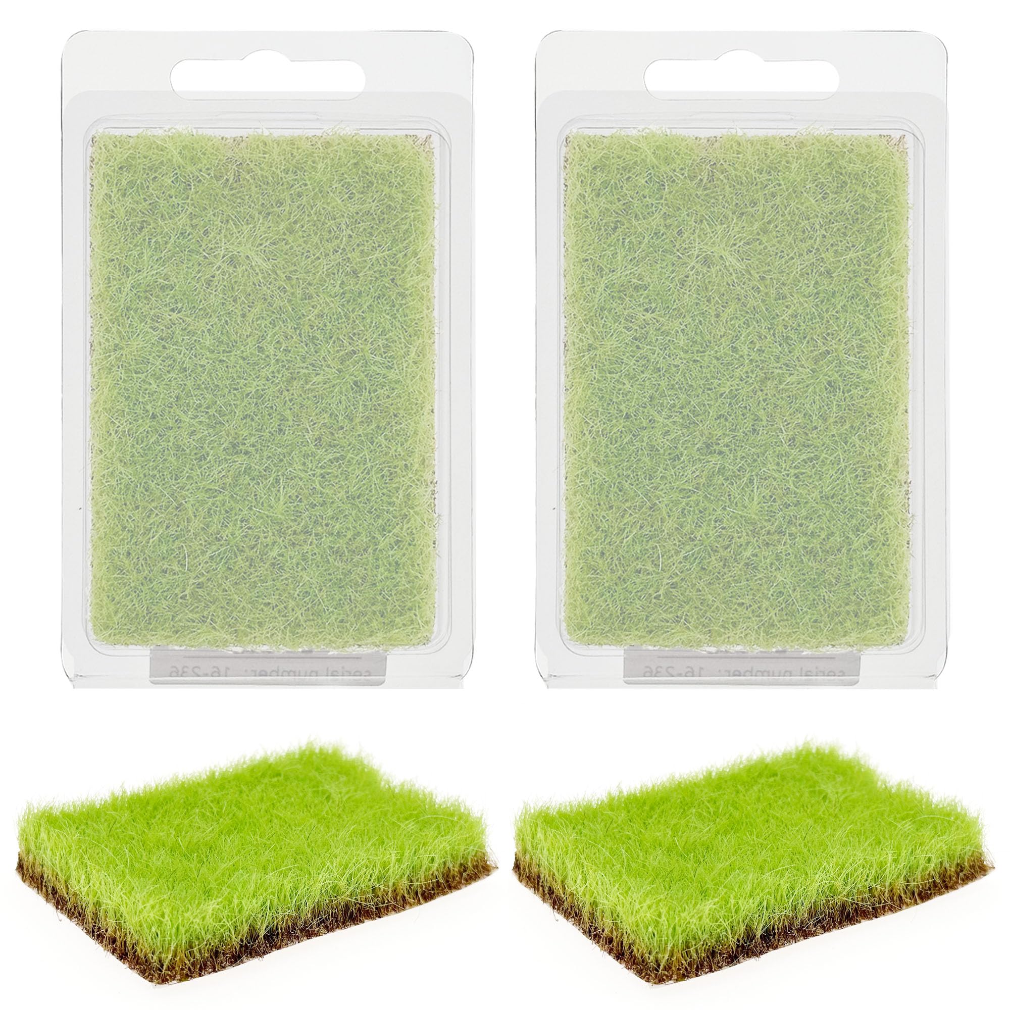 Attuslla 2 PCS Static Grass Bushy Tufts, Model Grass Tufts for DIY Architecture Building Model Train Landscape Railroad Scenery, Light Green
