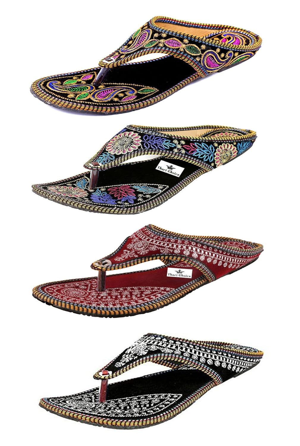 thari choice women's synthetic multicolour slippers (pack of 4)