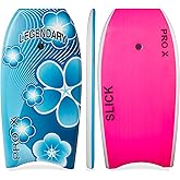 Legendary Pro X Bodyboard for Beach with Hard Slick Bottom, Boogie Boards for Kids &amp; Adults, Heat Sealed with EPS Core, Leash