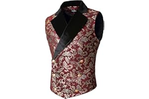 VATPAVE Mens Victorian Double Breasted Vest Gothic Steampunk Waistcoat