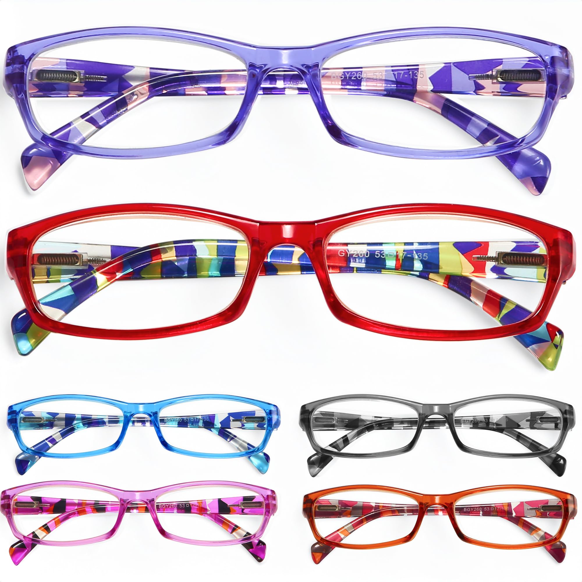 Photo 1 of Gaoye Reading Glasses for Women, 6 pack Fashion Readers for Women Men Spring Hinge Eye Glasses, Blue Light Reading Glasses