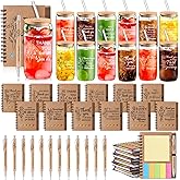 Skylety 12 Set Thank You Gifts for Women Bulk Employee Appreciation Gifts 16 oz Glass Cups with Lids Straws Notebooks Pens for Team Coworker Teacher Nurse Paraprofessional
