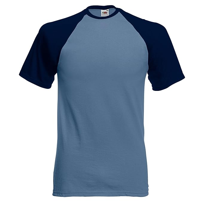 Fruit Of The Loom Mens Short Sleeve Baseball TShirt (2XL) (Steel Blue