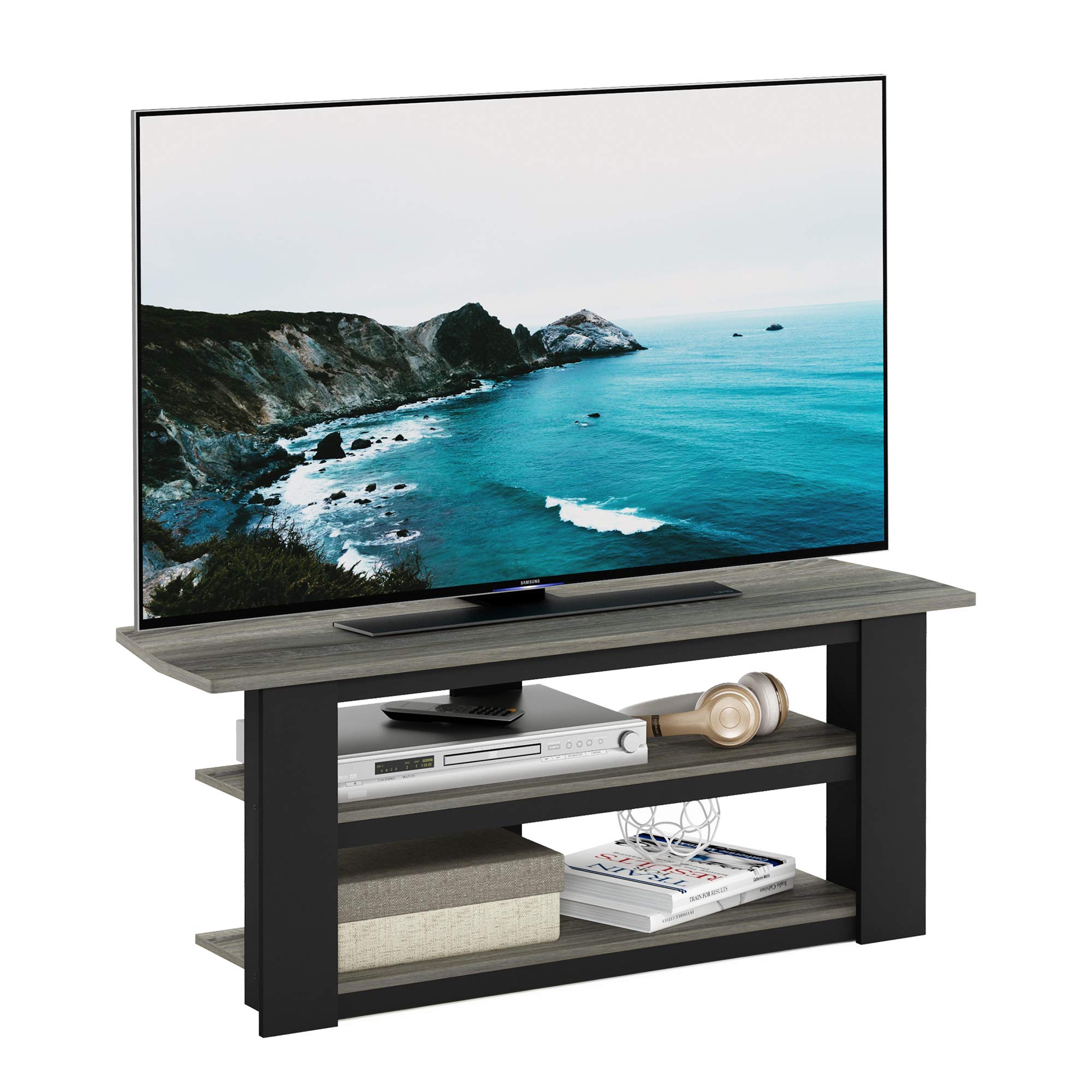 Furinno PARSONS TV Stand, Entertainment Center, TV Console for TV up to 50 Inch for TV up to 50 Inch, for Living Room, Bedroom, Oak Grey