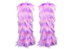Pinsway Womens Furry Leg Warmers, Vibrant Stylish Fluffy Booot Cuffs Cover Halloween Party Costume Festival Accessories