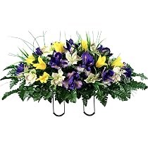 Fleurs Artificielles Pour Tombes - Décoration Funéraire Résistante Aux Intempéries, Faible Entretien - 13