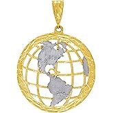 Jewels By Lux 10kt Two-Tone Gold Mens Diamond-Cut Textured Globe Charm Pendant