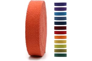 JACOB BICERRI 1" & 1.5'' & 2" Cotton Webbing - 5 Yards - 50+ Colors -%100 Natural Cotton - Turkish Weave - Heavy Duty 1 Inch 1.5 Inch 2 Inch Webbing for Sewing Straps Wrapping Climbing Indoors Craft DIY