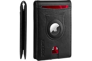 RUNBOX AirTag-Wallet-Mens-Slim-RFID Blocking Wallets Leather with Bill Compartment Air Tag Bifold Card Holder Wallet Gifts for Men Dad