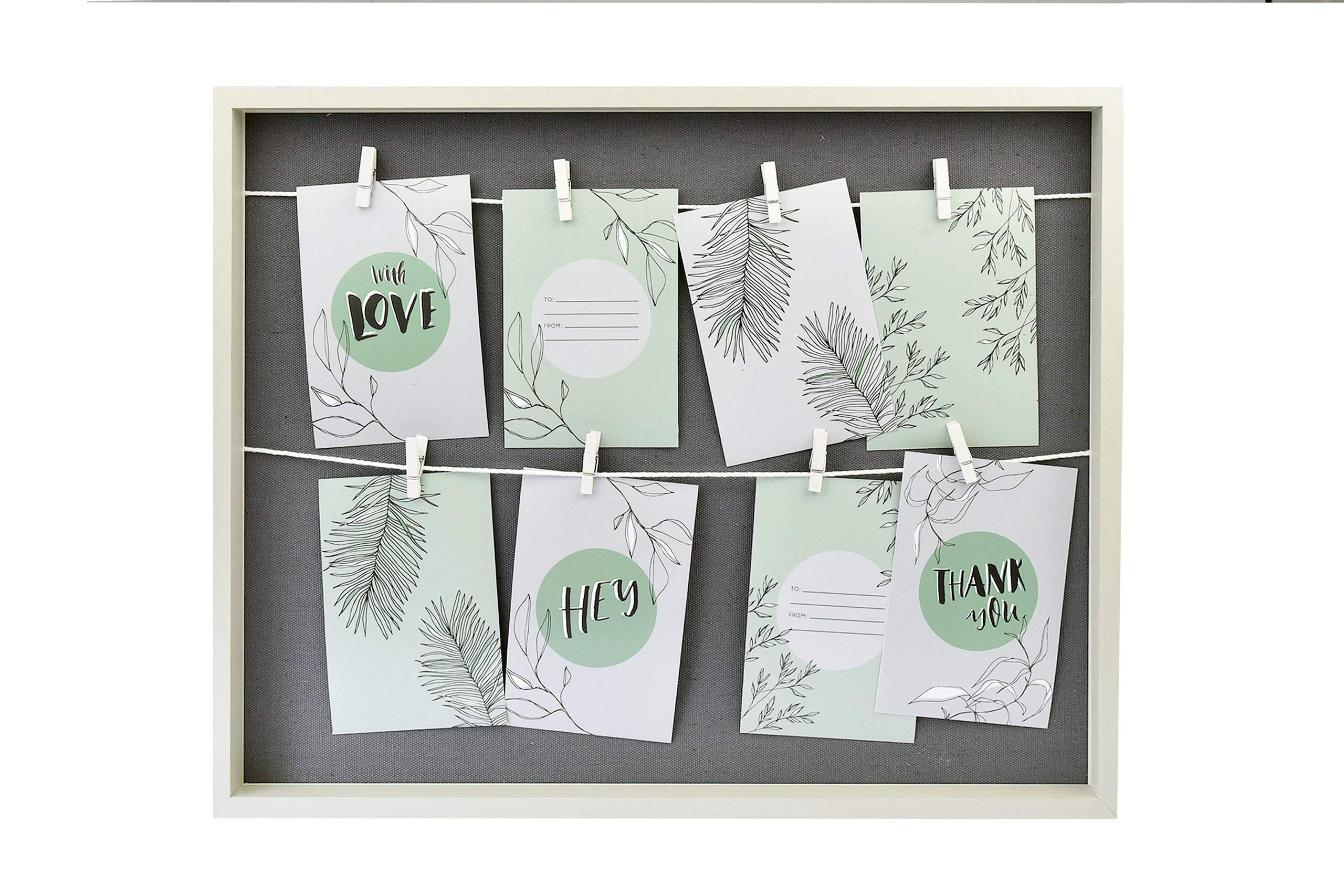 accent by nielsen Washed White Collage Photo Frame for 8 Postcard-Size 9x13 cm Pictures – Clothesline Display with Pegs