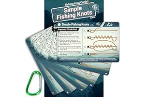 Kutir Fishing Knot Cards - Waterproof Deck for Expertly Tying 12 Essential Fishing Knots | Includes Mini Carabiner | Perfect for Novices and Pros, Ideal for Rigging, Practice & Deep Sea Fishing