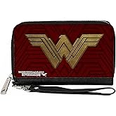 Buckle-Down DC Comics Wallet, Zip Around, Wonder Woman 2017 Icon Burgundys/Golds, Vegan Leather