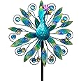 Stargarden 58 Inch Peacock Wind Spinner-Double Wind Sculpture Metal Windmill for Garden Patio Yard Decor